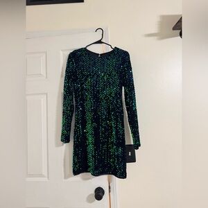 Sequin Green and Blue Dress